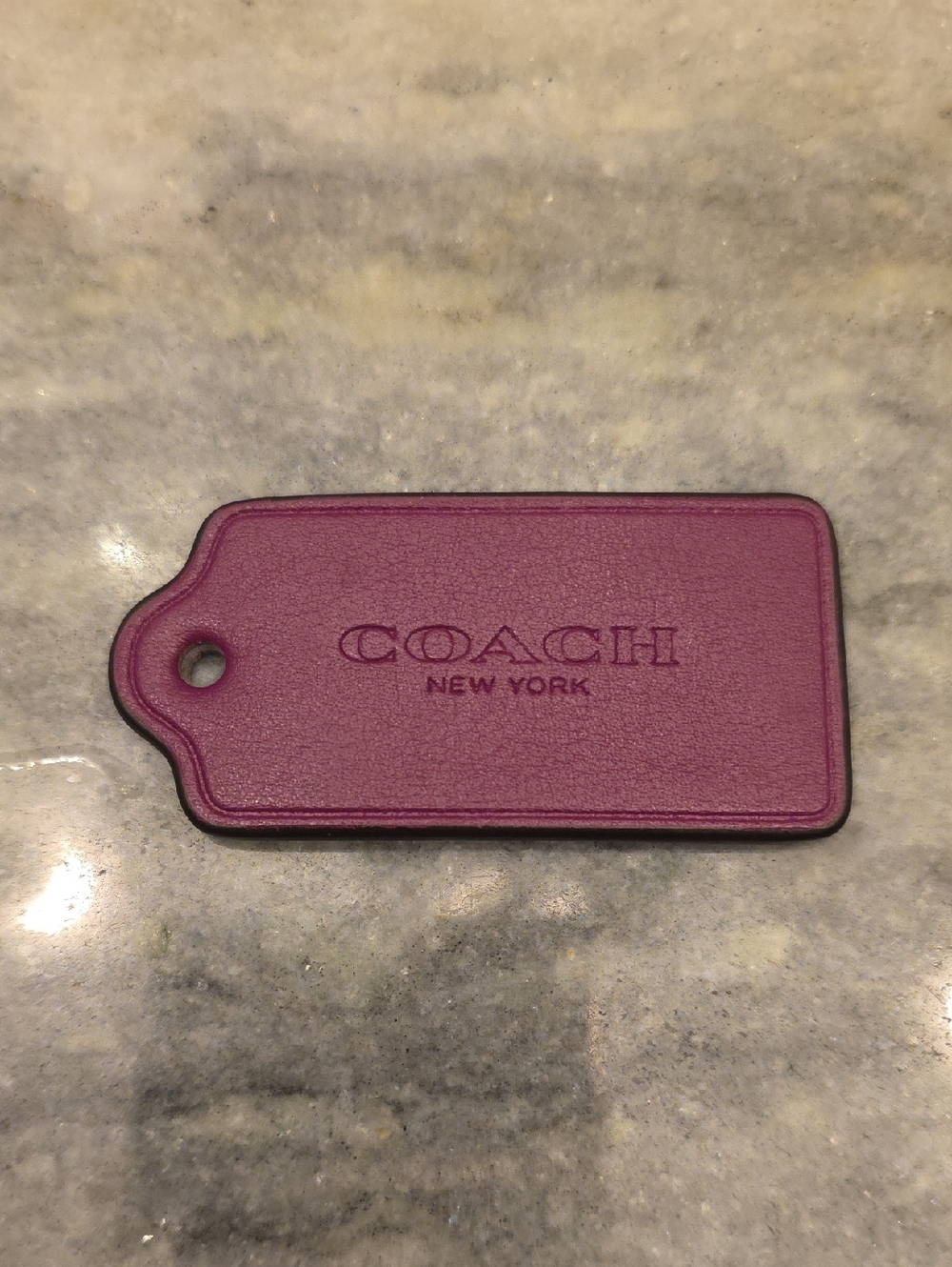 Coach Plum Leather Bag Tag with Embossed Logo